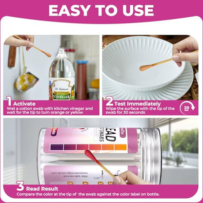 NewPos Lead Test Kit: 30 Swabs Upgraded Accurately Formulated Lead Paint Test Kit Detector Testing for Dishes Paint Cups Ceramics & All Surfaces Results in 30 Seconds