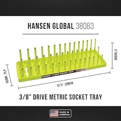 Hansen Global 3 Row Socket Holder, Hi-Viz Yellow, Pack of 6 - color: Hi-viz Yellow