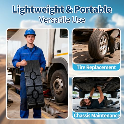 Portable Plastic Car Ramps - 6600Lbs Capacity Non-Slip Low Profile Car Ramps for Oil Changes,Vehicle Ramps for Tire Replacement & Chassis Maintenance-SUV/Pickup/Sedan,2-Pack.