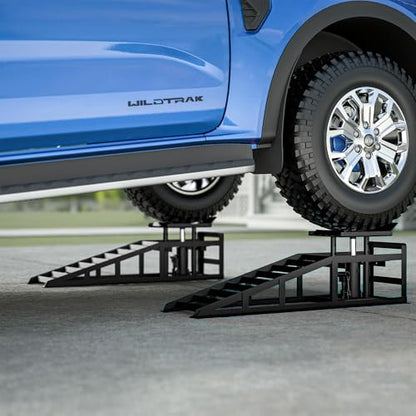 2 Pack Hydraulic Car Ramps 5T 10000lbs Low Profile Car Lift Service Ramps Truck Trailer Garage,Height Hydraulic Vehicle Ramps, Lift Height 11.61-16.21 Inches - color: Black
