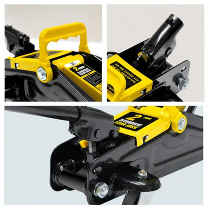 2 Ton Hydraulic Floor Jack | Heavy Duty Low Profile, Steel Construction, Fast Lift, 360° Swivel Casters, Large Saddle - size: 2T