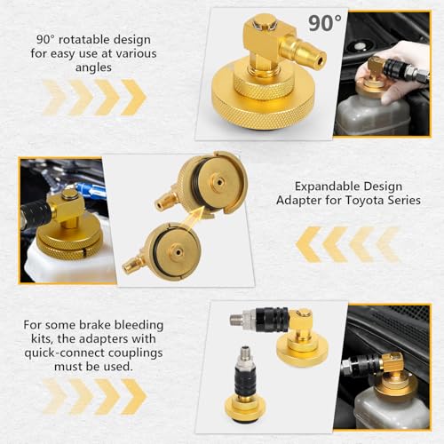 Mrcartool 10 Pcs Car Brake Bleeder Adapter Set for F118/F109 Master Cylinder Adapter with 9Pcs Brake Bleeder and 1pc Quick Coupling, Brake System Bleeding Tool Set for Ford Mazda Honda - size: 10pcs Adapters