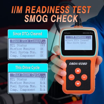 Nilight MS309pro Classic Universal OBD2 Scanner - Upgraded 2.4" Screen Car Engine Fault Code Reader - Reliable CAN Diagnostic Scan Tool to Read and Clear Error Codes Fast, All Vehicles After 1996 - color: E