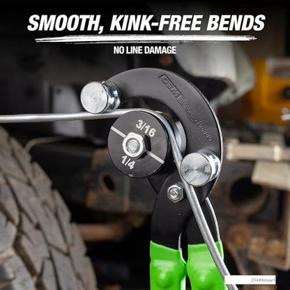OEMTOOLS 25440 Professional Tube Bending Pliers, Stainless Steel Brake Line Bender Tool, 5/16", 3/8", 3/16", and 1/4" Manual Pipe And Tube Bender