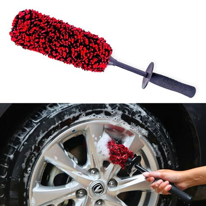 Large Microfiber Wheel Brush for SUVs, RVs & Trucks | Soft Non-Metallic Rim Cleaner Brush with Premium Microfiber Wool | Non-Metallic Wheel Cleaner Brush for Large Size Rim - size: Large