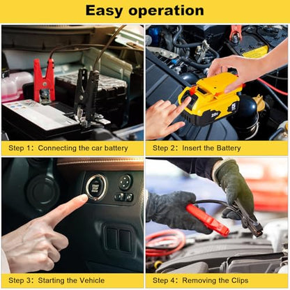 Jumper Cable Clamps for DeWalt 20V Battery Jump Starter, 2.0FT 8AWG Heavy Duty Car Battery Jumper Cable with Adapter for DeWalt, Portable Automotive Battery Booster Cable with Storage Case - size: 2.0 Ft