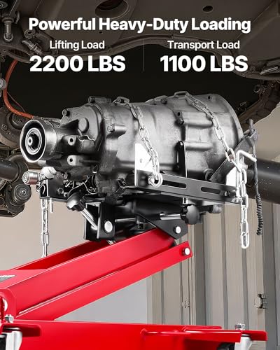 VEVOR Adjustable Floor Transmission Jack 2200 lbs/1T Low Profile Hydraulic Transmission Telescoping Heavy-Duty Lift Jack 7.28-27.6 in Lifting Height, 360° Swivel Front Wheels - size: 2200 lbs
