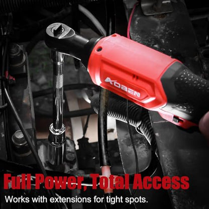 AOBEN 20V 3/8" Cordless Ratchet Wrench Kit, 60 Ft-lbs Brushless Electric Power Ratchet with Variable Speed, 2X2000mAh Lithium-Ion Battery, Charger, 8 Deep Sockets, 1/4" Adaptors, 6" Extension Bar - style: AB733-2D
