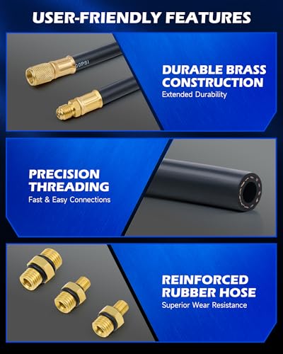 OMT Fuel Injection Pressure Tester Kit With 140 PSI Gauge, Quick Fittings | Durable Brass & Aluminum Connectors; Gasoline Pump Diagnostic Hoses; Vehicle Maintenance; For Professional Auto Mechanics