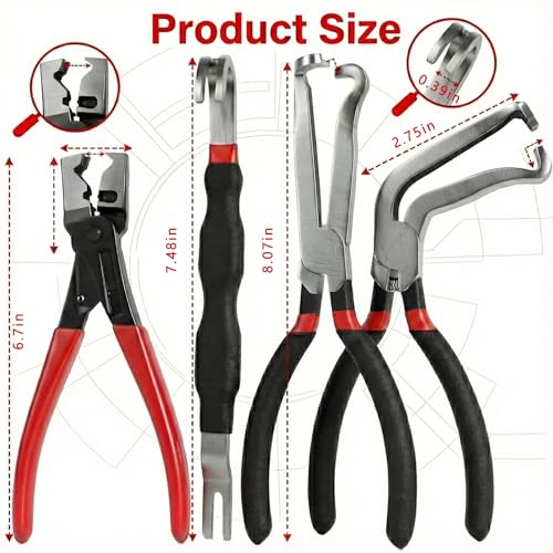 4PCS Electrical Disconnect Pliers Set, High-Carbon Steel Electrical Connector Removal Tool, 60° Angled & Straight Pliers for Automotive Fuel Line, Sensors, Ignition Coils (Black 4PCS) - color: Black 4pcs