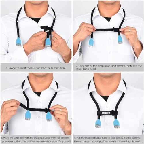 LEDGLE Neck Book Light for Reading Rechargeable,Long Arm,6 Brightness-Blue | 800mAh,Cool White 6000K,360°Magic Buckle,Nubs Non-Slip Heat-Dissipating,USB 5-20H Hands Free for Knitting Repair Camping - style: Massage Particles- Blue