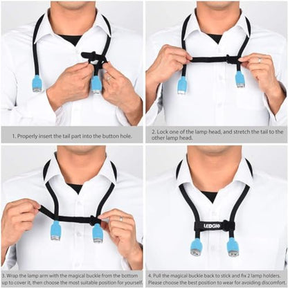LEDGLE Neck Book Light for Reading Rechargeable,Long Arm,6 Brightness-Blue | 800mAh,Cool White 6000K,360°Magic Buckle,Nubs Non-Slip Heat-Dissipating,USB 5-20H Hands Free for Knitting Repair Camping - style: Massage Particles- Blue