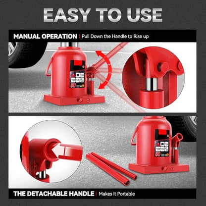 Auto Dynasty 50 Ton Hydraulic Bottle Jack, Automotive Welded Bottle Jack for Car, Pickup Truck, RV, Auto Repair, 10" to 16.5" Lifting Range (Red) - color: Red, size: 50 Ton