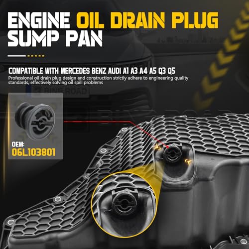 1 Set Car Engine Oil Drain Plug with Install Tool Compatible with Audi A1 A3 A4 A5 Q3 Q5 Volkswagen Golf GTI (Replaces 06L103801) - color: 1 Set