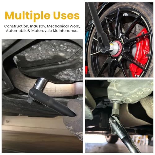 24" Breaker Bar 1/2" & 3/8" Dual Drive 360 Rotatable Head 600Nm Torque | 360 Rotatable Head 24" Breaker Bar 1/2" & 3/8" Dual Drive 600Nm Torque Chrome Vanadium Steel