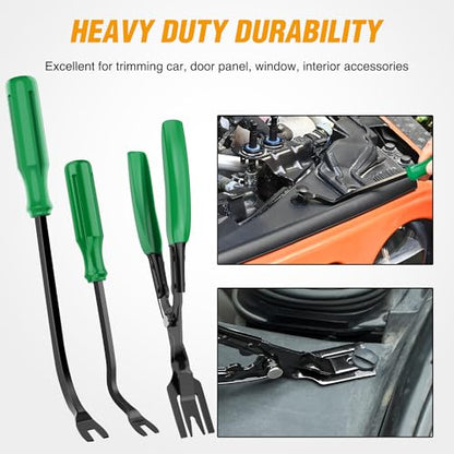 GOOACC 238Pcs Trim Removal Tool, Auto Push Pin Bumper Retainer Clip Set Fastener Terminal Remover Tool Adhesive Cable Clips Kit Car Panel Radio Removal Auto Clip Pliers, Green - color: 120Pcs Clips + 118 Remover Green