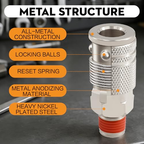 54-Pcs 1/4 NPT Air Fittings Kit, Quick Connect Fitting Set with Swivel Coupler, Push to Connect Pneumatic Fittings Assortment for Air Compressor, Air Line, Pneumatic Tools - size: 54 PCS