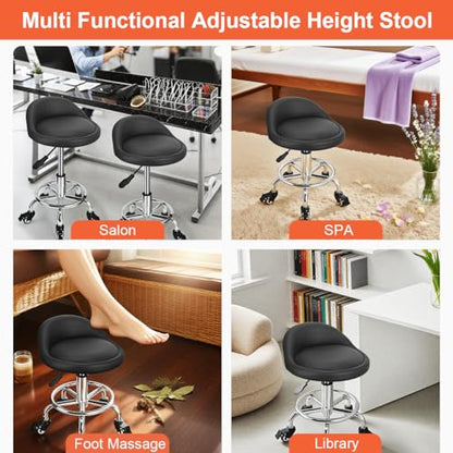 Rolling Stool Low Height Roller Stool Height Adjustable, Shop Stools Low Rolling Chair with Back, Garage Seat Stools Short Work Chair (Style 4) - style: style 4