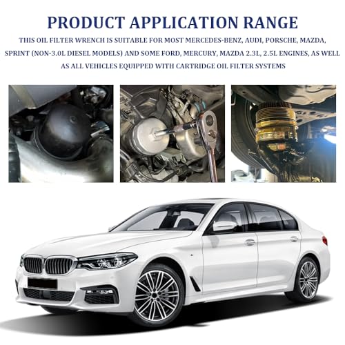 Heavy Duty 74mm 14 Flutes Oil Filter Wrench, Oil Filter Tool, 3/8" Square Drive Oil Filter Removel Tools, Oil Housing Cap Socket Remover Compatible with Toyota Porsche Audi Mazda Tribute