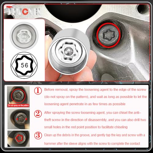 056 Wheel Locking Nut Key Socket Compatible with BMW Series, (Socket OD 29mm - ID 25mm), Wheel Anti-Theft Lug Nut Removal Tool, Anti-Theft Screw Remover - color: Socket 056