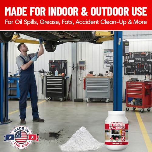 SHURFOOT 6lb Non-Slip Oil Absorbent - Provides Ice Traction & Vapor Suppression - Spill Control for Blood, Water & Oils - USDA Approved - Floor Dry Absorbent Odorless - Fire-Safe & Dustless - size: 6 LB