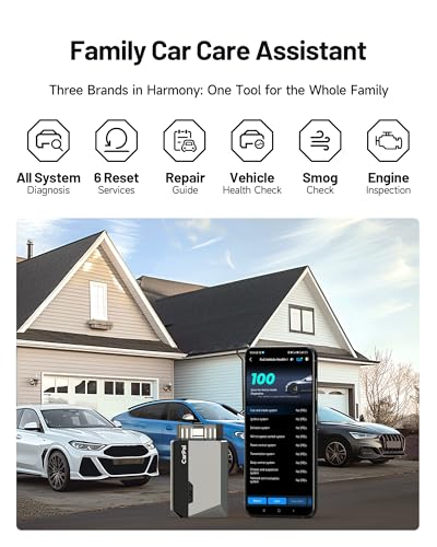 TOPDON Carpal-US OBD2 Code Reader Bluetooth, All System OBD2 Scanner for iOS & Android, Vehicle Health Check, 6 Maintenance Services, Smog Check, Repair Guide, 1 Year Free Update