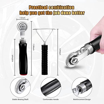 34Pcs Tire Patch Kit Tire Repair Tools, Tire Patch Roller Kit Tungsten Steel Buffing Wheel with Inner Liner Scraper Tire Patches for Car Motorcycle Bike Grinding (42 mm) - size: 42 mm