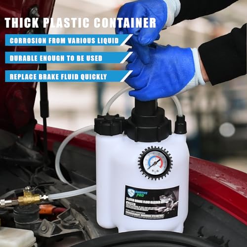 SMOTIVEPRO 3L Manual Brake Bleeder Fluid Pump and 1L Waste Oil Bottle | One Man Professional Brake Bleeder Kit, Compatible with Mitsubishi/Subaru/Volvo S40&V40 - size: 76.8mm Adapter for Subaru/Mitsubishi/Volvo