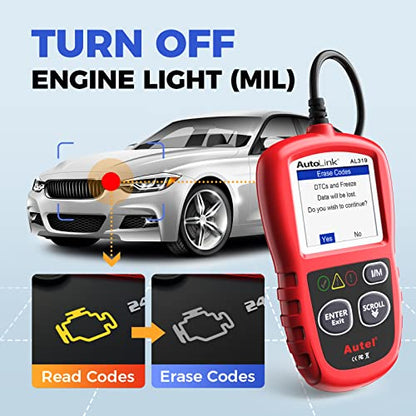 Autel AL319 Professional OBD2 Scanner, Enhanced Check Engine Code Reader | Reset Fault Code, Live Data, Freeze Frame, CAN Car Diagnostic Scan Tool for All OBDII Vehicles After 1996, 2026 Upgraded