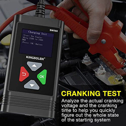 KINGBOLEN BM560 6V 12V Car Battery Tester, 100-2000CCA Voltage Tester, Precision Digital Auto Battery Analyzer, Loading/Charging/Starting System Tester for Cars SUV ATV Boats Motorcycles Vehicle