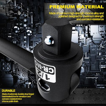 1/2" Drive 25-Inch Breaker Bar, Heavy Duty Extension Breaker Bar with 250° Swivel Head, CR-MO Steel, Defeats Rusted and Frozen Fasteners - size: 1/2" 25 inch