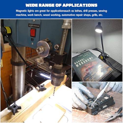 Dimmable LED Magnetic Work Light for Sewing Machine | Flexible Gooseneck, For Lathe Drill Press Workbench, bandsaw light - style: Dimmable Magnetic Light