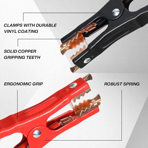Heavy Duty Jumper Cables, Automotive Booster Cables for Starting Weak Batteries(16 Feet, 2-Gauge) - size: 2GA16FT