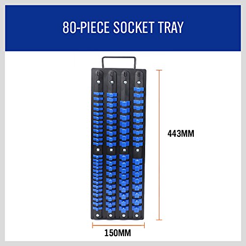 HORUSDY 80-Piece Heavy Duty Socket Organizer, 1/4-Inch, 3/8-Inch, 1/2-Inch, Premium Quality Socket Holders - style: 80-Piece Heavy Duty Socket Organizer
