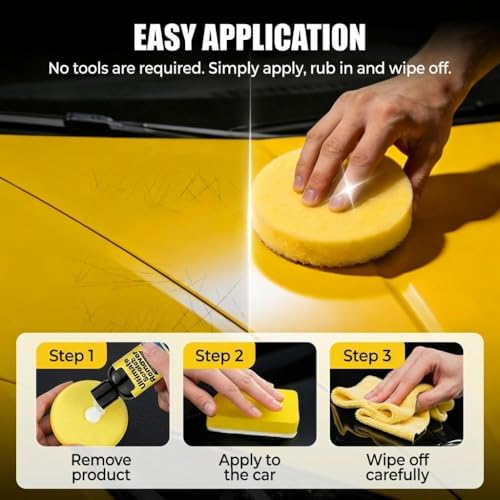 Car Scratch Remover, 3.53 Fl Oz Car Paint Repair Paste, Car Paint Polishing Compound, Quick Fix for Deep Scratches, Universal Scratch Removal Wax with Sponge, Works for All Vehicle Paint Colors (1)