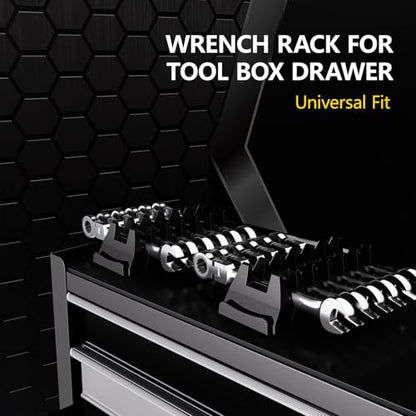 WAENLIR 48PCS Magnetic Modular Wrench Organizer Set-Tool Drawer Storage Rack with Metric&SAE Labels, Wrench Holder with Magnet, Perfect Tool Gift for Men, father, boyfriend, DIYers & Mechanics (Black) - color: Black