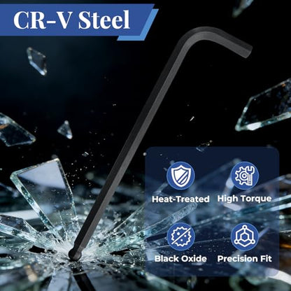 8Pcs 4mm Ball End Hex Key Wrench, Extra Long Allen Wrench, CR-V Steel with Black Oxide Finish, L-Shaped Repairing Tool for Furniture, Bike, and Equipment Maintenance - size: 4mm, style: Extra Long 8pcs