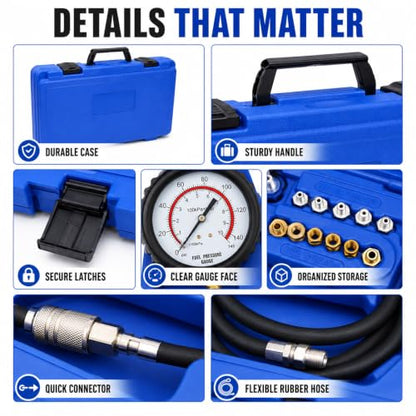 Transmission/Engine Oil Pressure KIT, Capable of Both Static and On-Road Testing, High/Low (0-400psi/0-100psi), 72" Hose, 13pc Adapters - size: Oil Pressure Kit