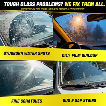 Cerium Oxide Glass Polishing Kit, Windshield Glass Scratch Remover - Restores Clarity & Removes Wiper Marks, Swirls, Water Spots - Complete DIY Kit