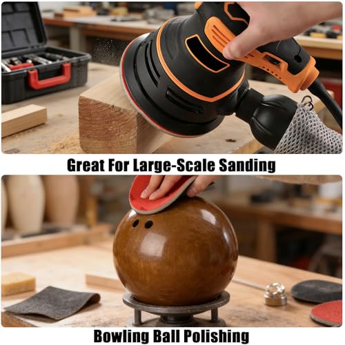 MAXMAN 18pcs Foam Sanding Pads, 5 Inch Bowling Sanding Pads, 320 Grit Sanding Sponge Set, Reusable Wet Dry Sandpaper Block for Random Orbital Sander, Wood, Metal, Auto Polishing & Curved Surfaces - size: 5 inch, style: 320 Grit