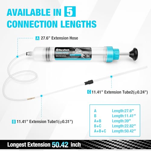 DURATECH 500CC Fluid Extractor, Oil Extractor with Long Hose and Extension Tubes, Brake Fluid Extractor, Fluid Pump Automotive, Suction Pump for Lawn Mowers Cars Ships Golf Carts - size: 500CC