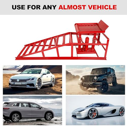 1 Pack 5T 10000lbs Hydraulic Car Ramps Low Profile Car Lift Service Ramps Truck Trailer Garage Lift Height Range 9.8" to 15" Hydraulic Vehicle Ramps Red - size: 1PC-Red