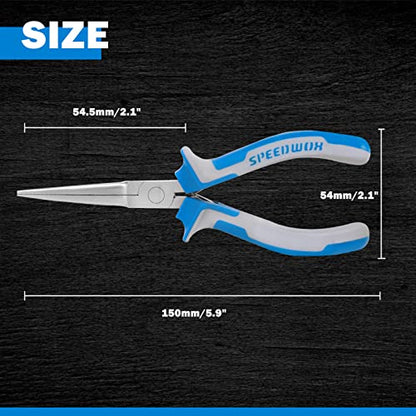 SPEEDWOX 6 Inches Needle Nose Pliers Mini Extra Long Nose | Precision Pliers, Thin Flat Jaws, Wire Looping, With Spring, Jewelry Making Tool Small Item Gripping - style: 6" Needle Nose Plier