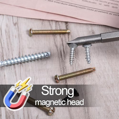 12Pcs Magnetic Screwdriver Bit Set, 1/4 Inch Hex Shank Flat Head Slotted Drill Bits, 2 Inch Length Screwdriver Bits SL2 SL2.5 SL3 SL4 SL5 SL6 for Power Drill Impact Driver