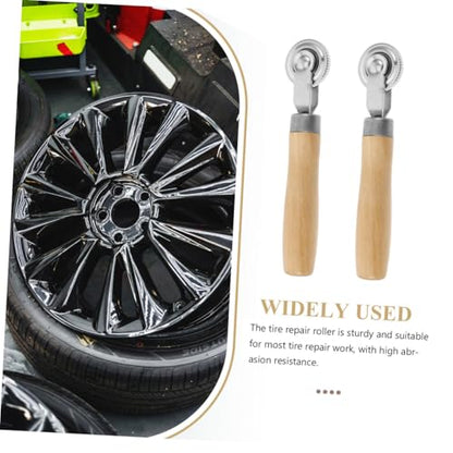 Mobestech 2pcs Car Tire Patch Roller Tool Wood Handle Tire Repair Rollers for Cars Motorcycles and Compact and Portable