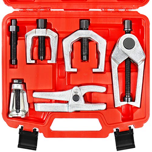 YSTOOL Front End Service Tool Set with Automotive Ball Joint Separator Tie Rod End Puller Pitman Arm Remover 5 PCS Removal Splitter Kit for Car SUV Light Truck Pickup - color: Red