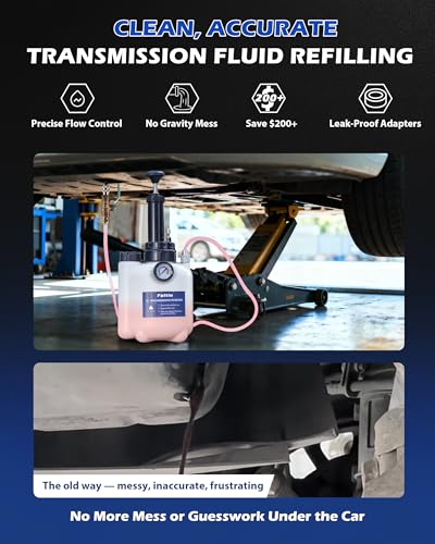 3L Transmission Fluid Transfer Pump w/ 12 ATF Adapters | Automotive Fluid Pressure Pump for Refilling Transmission, Differential and Gear Oil, Manual Car Oil Dispenser Pump - size: 3L, Manual