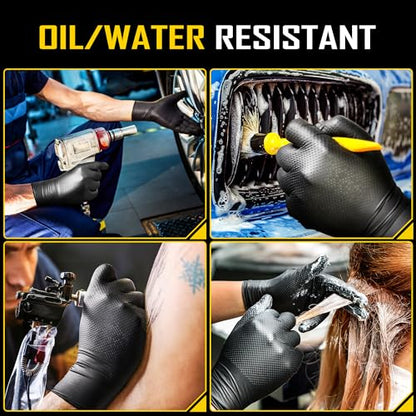 COOLJOB 8 Mil Disposable Nitrile Gloves, Diamond Textured Grip for Cleaning, Dying, Cooking, Waterproof, 100 Count, M-XL