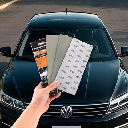 POLIWELL Pyramid Structure Car Sandpaper Set: 3.6“ x 9” Wet/Dry Polishing Pads (1500/3000/5000 Grit) — Clear Coat Scratch Repair, Automotive Detailing Care, and Ultra-Smooth Surface Restoration - style: MIX