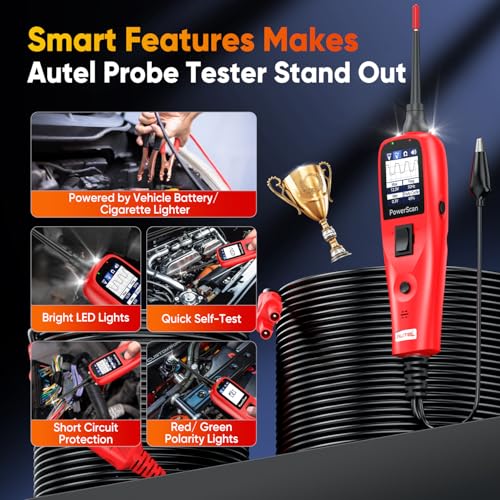 Autel PowerScan PS100 Power Circuit Probe Kit 2026, for All 12V 24V Cars | Automotive Relay Tester Electrical Wire Tracer, Breaker Finder Multimeter, Ground Check Activate Component, 40ft Cable